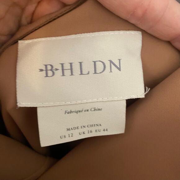 NWOT BHLDN Tan Beige One Shoulder Anamaria Georgette Midi Dress Women's size 12 - Picture 4 of 11